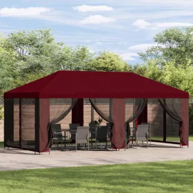    Oldalfalas pavilon 6 x 3 m Burgundi Poliészter és acél 190