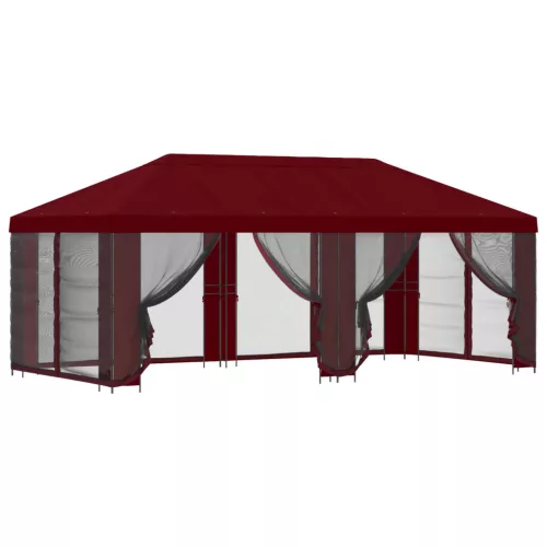  Oldalfalas pavilon 6 x 3 m Burgundi Poliészter és acél 190