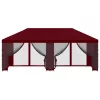  Oldalfalas pavilon 6 x 3 m Burgundi Poliészter és acél 190