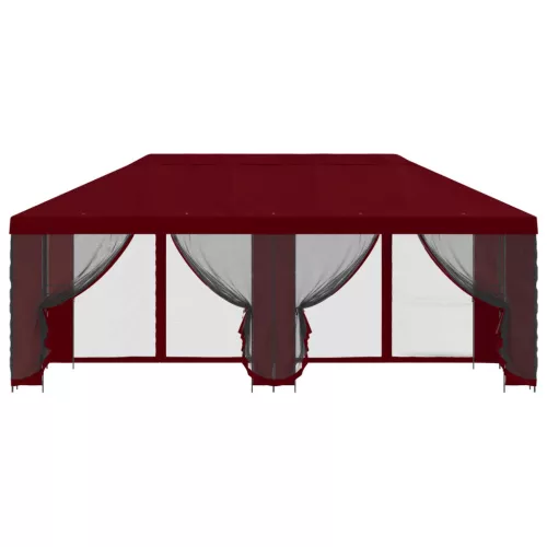  Oldalfalas pavilon 6 x 3 m Burgundi Poliészter és acél 190