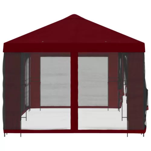  Oldalfalas pavilon 6 x 3 m Burgundi Poliészter és acél 190