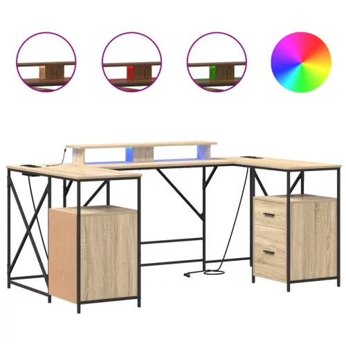  Asztal fiókkal tárolóval Sonoma tölgy 182 x 101 x 87.5 cm Faanyag