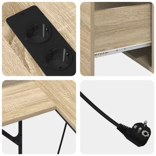  Asztal fiókkal tárolóval Sonoma tölgy 182 x 101 x 87.5 cm Faanyag