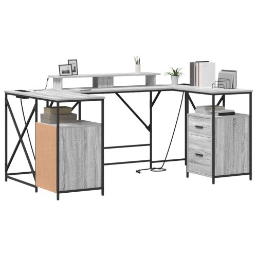  Asztal fiókkal tárolóval Szürke sonoma 182 x 101 x 87.5 cm Faanyag