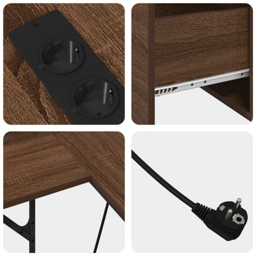  Asztal fiókkal tárolóval Barna tölgy 182 x 101 x 87.5 cm Faanyag