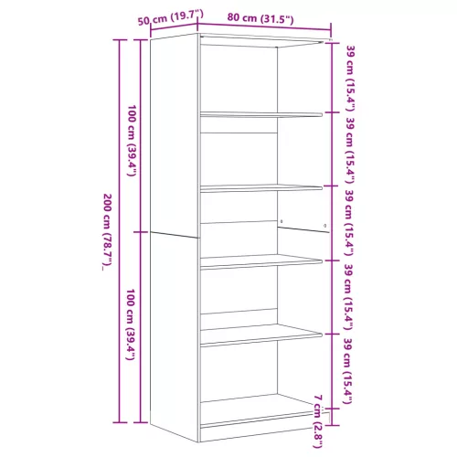  Fekete Tölgy Szekrény 80 x 50 x 200 cm - Műköltözött Fa