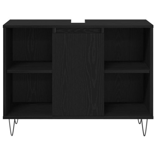  3 részes Fürdőszoba Bútor Készlet Fekete Tölgy Szerelt Fa