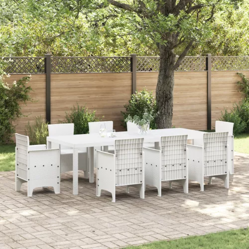  Kert Asztal Fehér 250x100x73 cm Poly Rattan