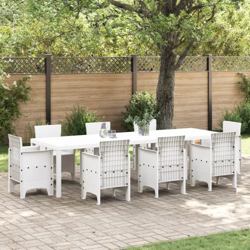 Fehér Kert Asztal 300x100x73 cm Poly Rattan