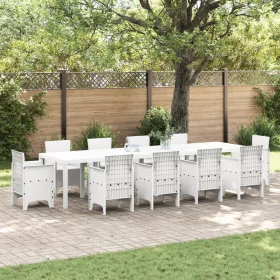  Kert Asztal Fehér 350x100x73 cm Poly Rattan