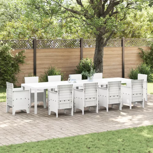  Kert Asztal Fehér 350x100x73 cm Poly Rattan