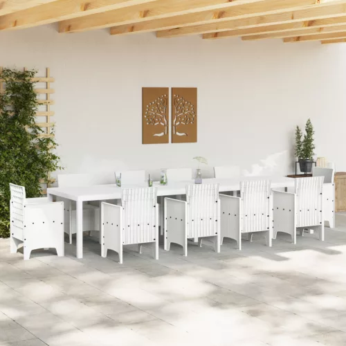  Kert Asztal Fehér 350x100x73 cm Poly Rattan