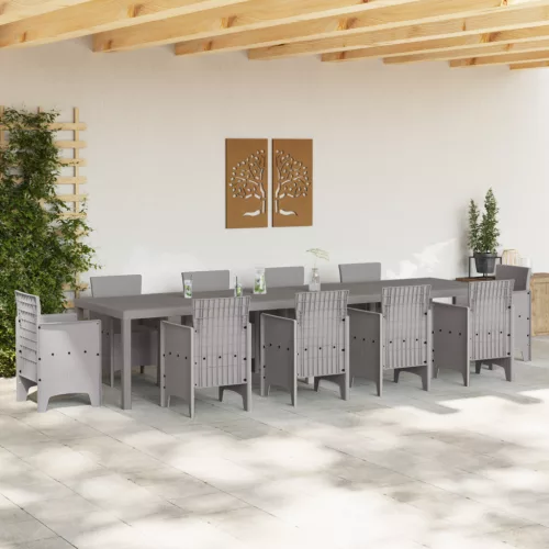  Kerti Asztal Világosszürke 350x100x73 cm Poly Rattan