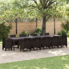  Kerti Asztal Barna 400x100x73 cm Poli Rattan