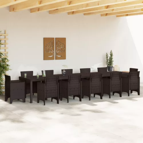  Kerti Asztal Barna 400x100x73 cm Poli Rattan