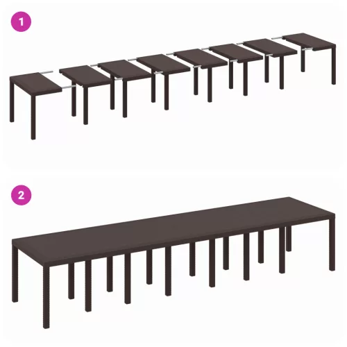  Kerti Asztal Barna 400x100x73 cm Poli Rattan