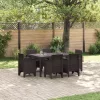  7 részes Kert Étkező Garnitúra Barna Poly Rattan