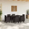  7 részes Kert Étkező Garnitúra Barna Poly Rattan