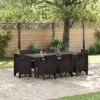  9 darabos kerti étkezőszett párnákkal Barna poly rattan