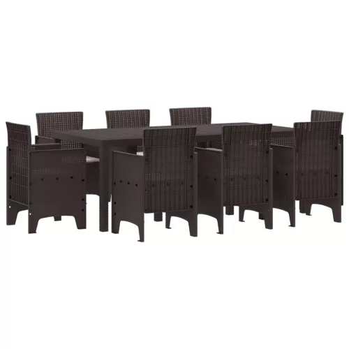  9 darabos kerti étkezőszett párnákkal Barna poly rattan
