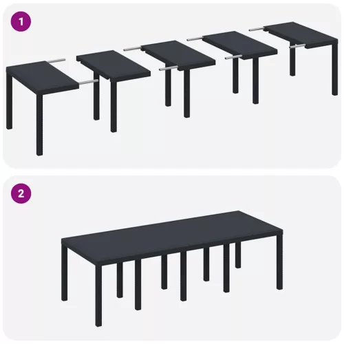  Kerti Étkezőgarnitúra 11 pcs Antracit 250 x 100 x 73 cm