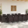  13 Darabos Kerti Étkezőszett Párnákkal Barna Poli Rattan