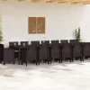  17 Darabos Kerti Étkező Szett Párnákkal Barna Polirattan