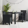  3 darabos kertibútor étkező garnitúra szénszínű poli rattan