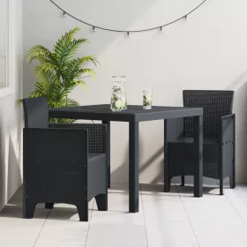    3 darabos kertibútor étkező garnitúra szénszínű poli rattan