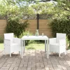  3 Részes Kerti Étkezőszett Fehér Poly Rattan