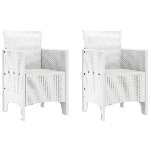 3 Részes Kerti Étkezőszett Fehér Poly Rattan