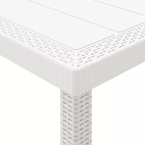  3 Részes Kerti Étkezőszett Fehér Poly Rattan