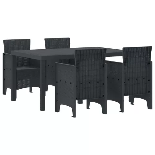  5 darabos kerti étkező szett antracit poli rattan
