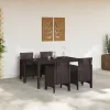 5 darabos kerti étkezőszett barna poli rattan