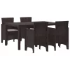  5 darabos kerti étkezőszett párnákkal Brown Poly Rattan
