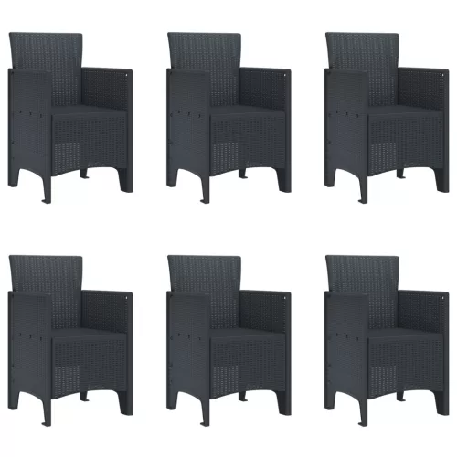  7 Darabos Kerti Étkező Szett Antracit Műanyag Rattan