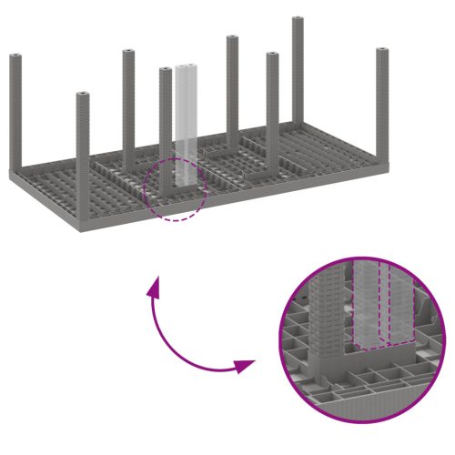  7 Részes Kerti Étkező Garnitúra Világosszürke Poly Rattan