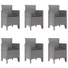  7 Fős Kerti Étkezőszett Párnákkal Világosszürke Polyrattan