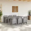  7 darabos kerti étkezőszett párnákkal, világosszürke poli rattan