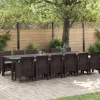  13 Darabos Kerti Étkezőgarnitúra Párnákkal Barna Poli Rattan