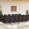  13 Darabos Kerti Étkezőgarnitúra Párnákkal Barna Poli Rattan