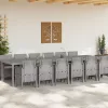  13 Darabos Kert Étkező Garnitúra Párnák Szükségével Világosszürke Polirattan