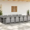  13 Darabos Kert Étkező Szett Párnákkal Világosszürke Polirattan