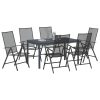  7 Részes Kerti Étkező garnitúra Antracit Acélból