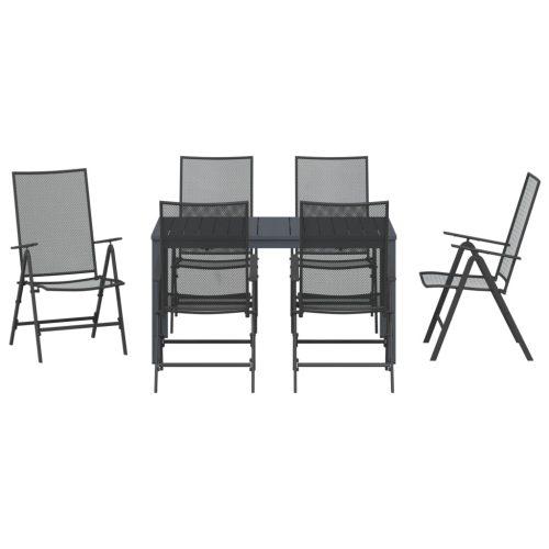  7 Részes Kerti Étkező garnitúra Antracit Acélból