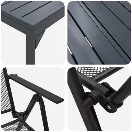  7 Részes Kerti Étkező garnitúra Antracit Acélból