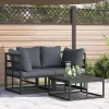  Kerti Kanapé Szett 3 pcs Fekete 70 x 70 x 32 cm Alumínium