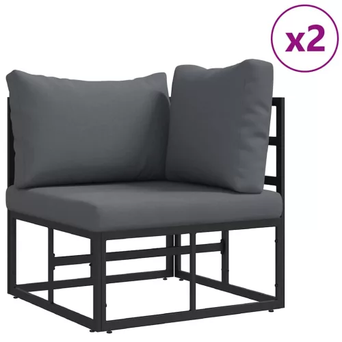  Kerti Kanapé Szett 3 pcs Fekete 70 x 70 x 32 cm Alumínium