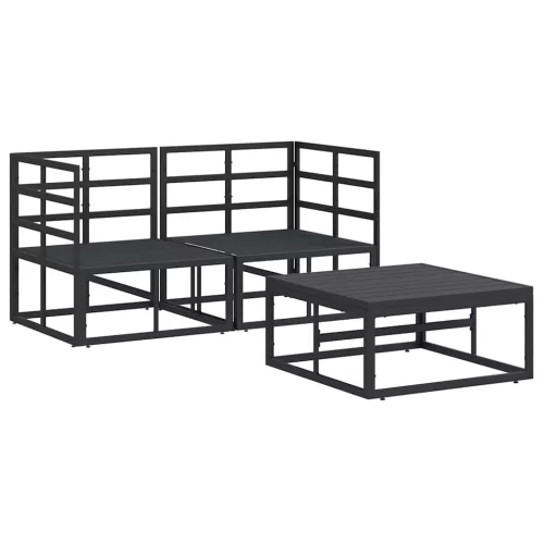  Kerti Kanapé Szett 3 pcs Fekete 70 x 70 x 32 cm Alumínium