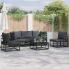  Kerti Kanapé Szett 5 pcs Fekete 213 x 71.5 x 71 cm Alumínium